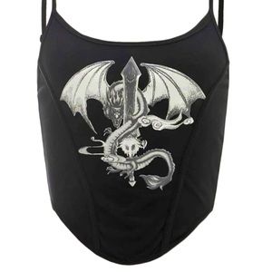 Glow in the Dark Dragon Print Asymmetrical Hem Cami Top